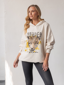 Wonder Hoodie Cream Leopard