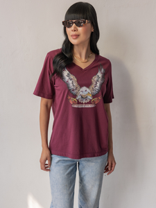 V neck T-shirt - Wine