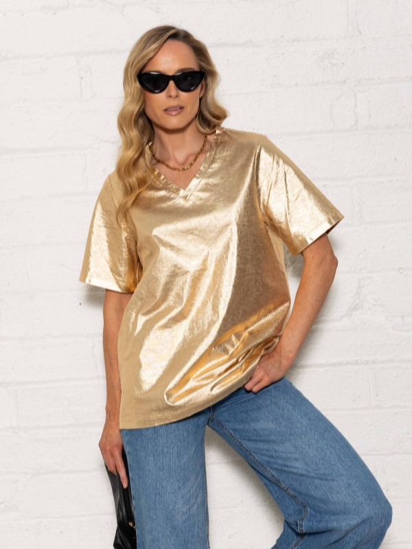 Gold V Neck T-shirt