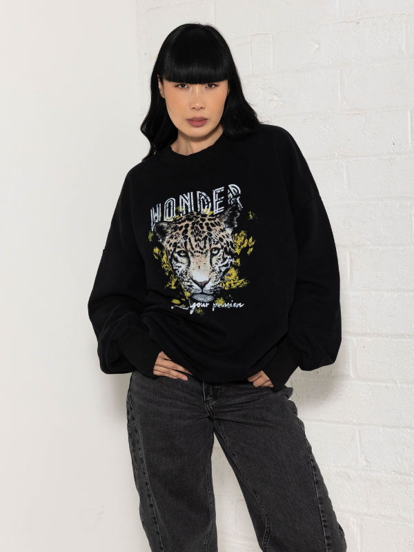 Wonder Sweater - Black Leopard