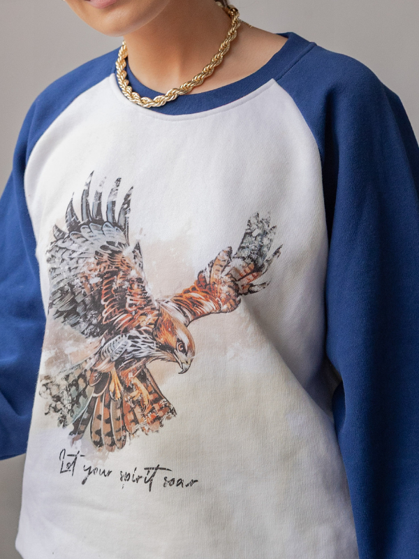 Cru Sweater - White/Navy Hawk