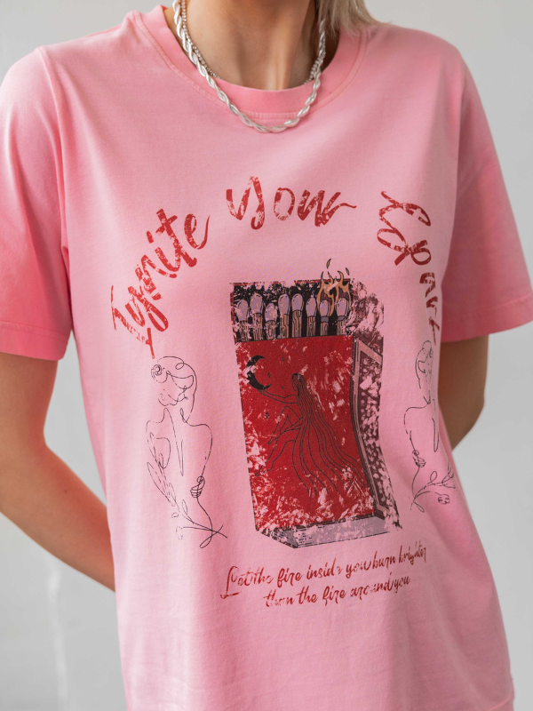 Cru T-shirt - Pink Matchstick Box