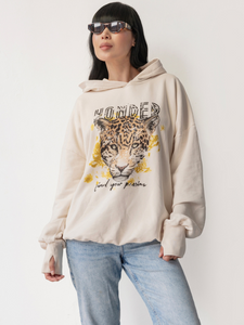 Wonder Hoodie Cream Leopard