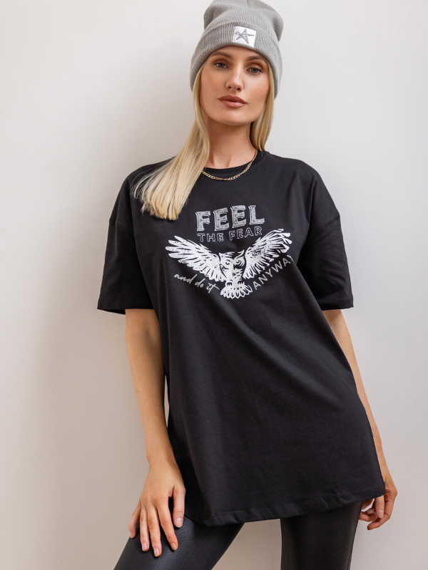 Boyfriend T-shirt - Feel the Fear Black